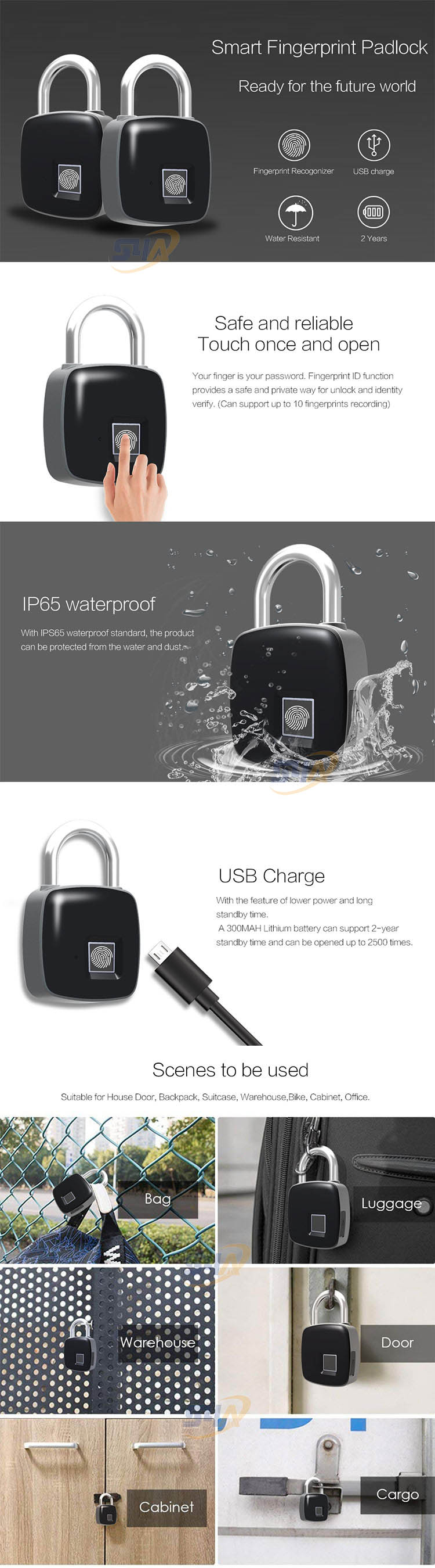 Fingerprint lock with USB