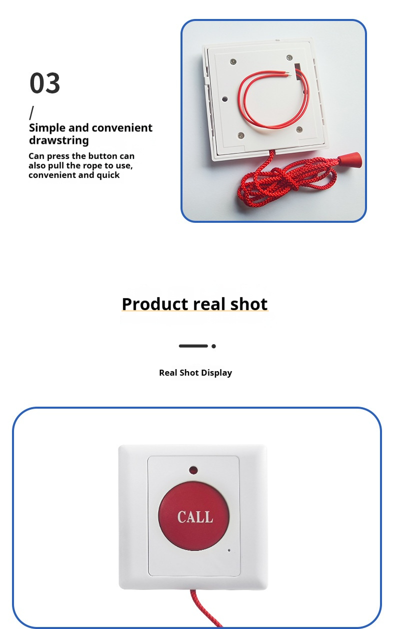 Wired pull cord emergency help button